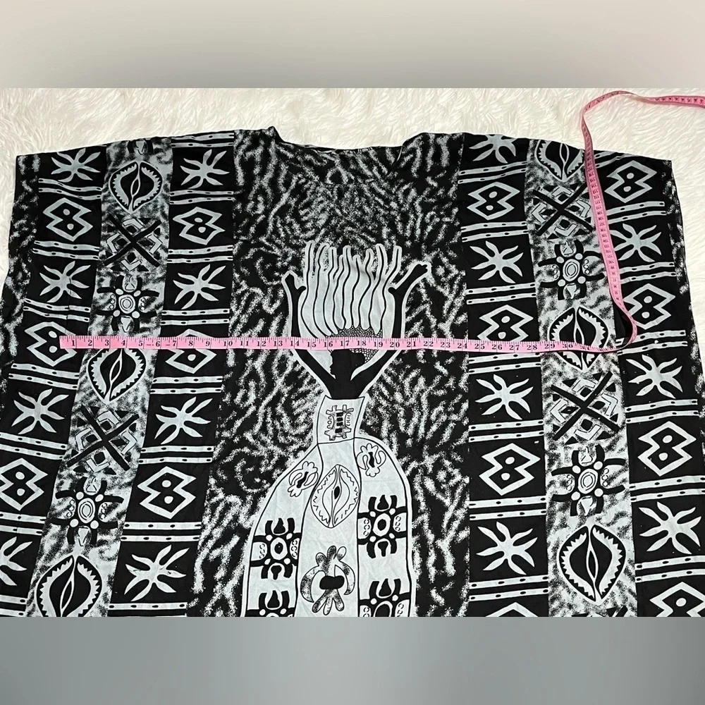 African Queen Black & Gray Kaftan Maxi Dress Overdress Cover Up - Picture 8 of 11